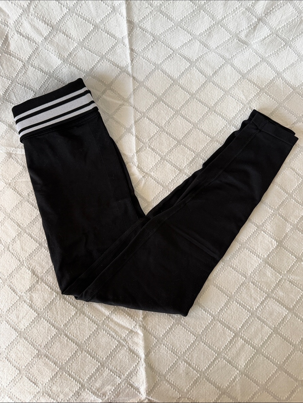 PINK Victoria's Secret Black Leggings with Striped Waistband
